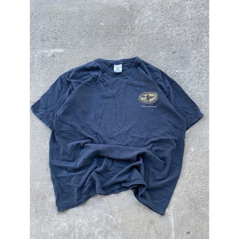 Yachtclub Shirt Mens 2XL Blue Shark Nassau Bahamas Beach‎ Graphic Tee Pirana Joe